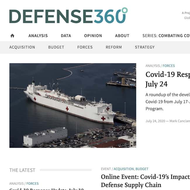 A screenshot of the homepage of the Defense360 website.