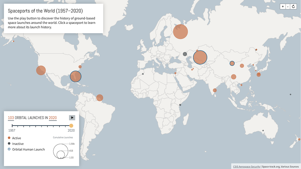 A screenshot of the map with different sized colored bubbles in various locations around the world.